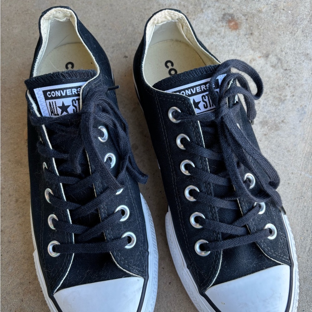Converse Black and White Low-Top     Low-Platform Sneakers